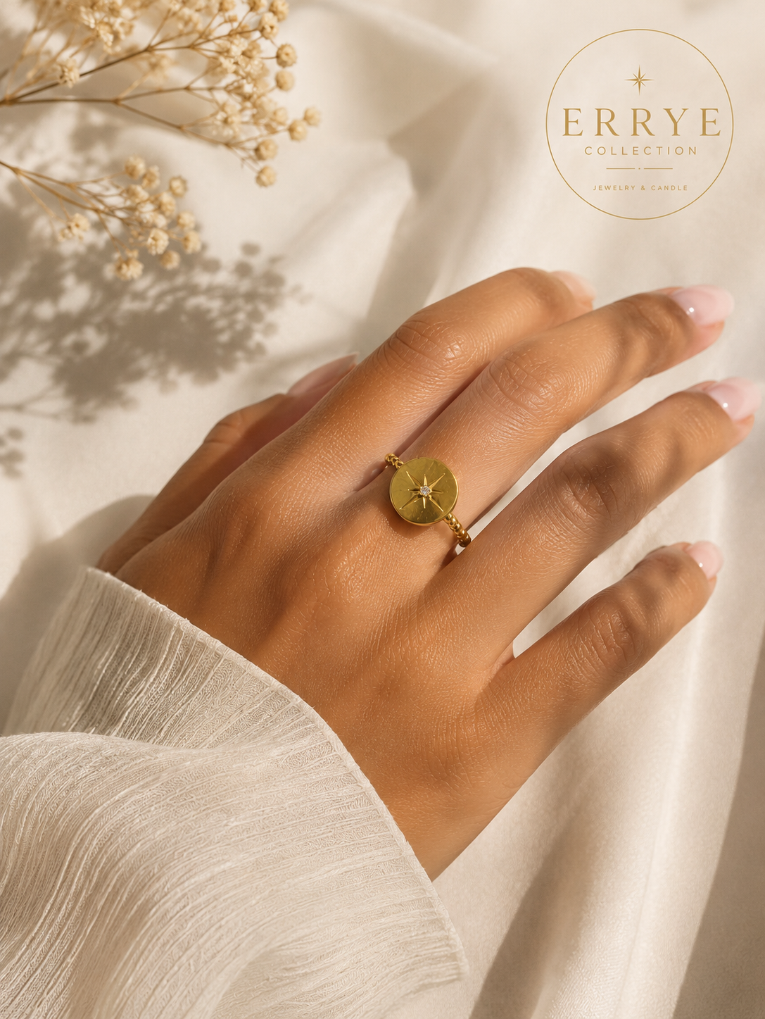Bague Cassiopée Dorée Femme en Acier Inoxydable | Errye Collection
