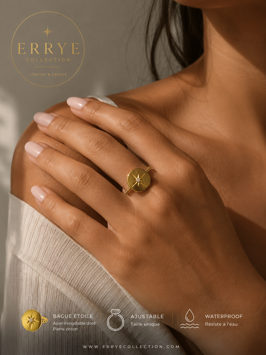 Bague Cassiopée Dorée Femme en Acier Inoxydable | Errye Collection