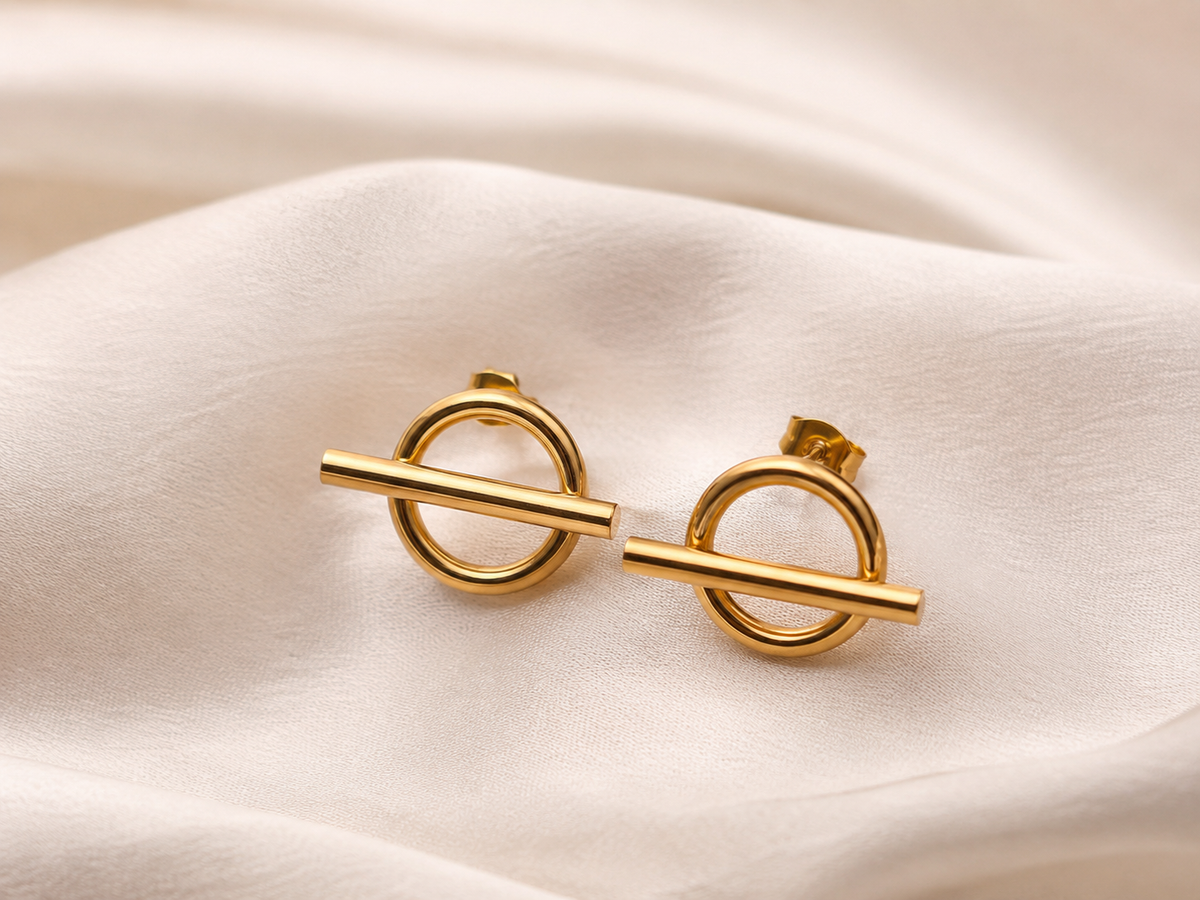 Boucles Céleste Dorées Femme en Acier Inoxydable | Errye Collection