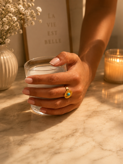 Bague Soléa Dorée Femme en Acier Inoxydable | Errye Collection